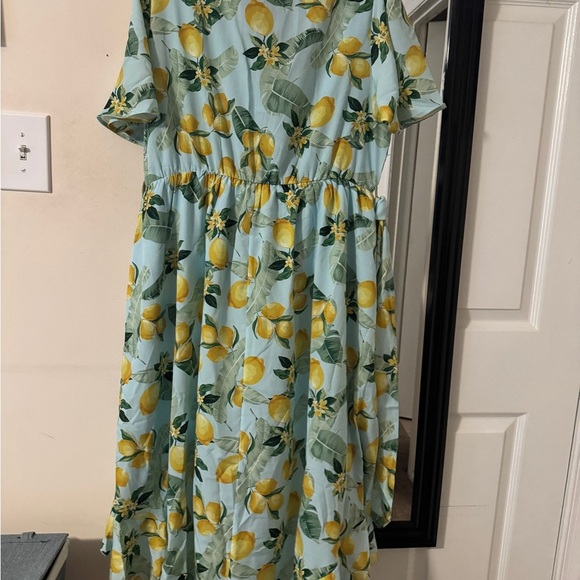 Citrus Print Ruffled Hem Midi Dress - Picture 2 of 6